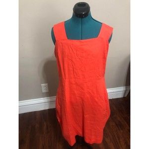 🧺GAP Linen Square Neck Orange Fit + Flare Dress, NWT, 18